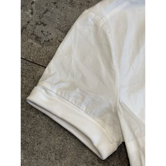 Peserico Tricot Poplin Short Sleeve White Shirt Blue Collar 42 US Medium Ribbed - Picture 8 of 11